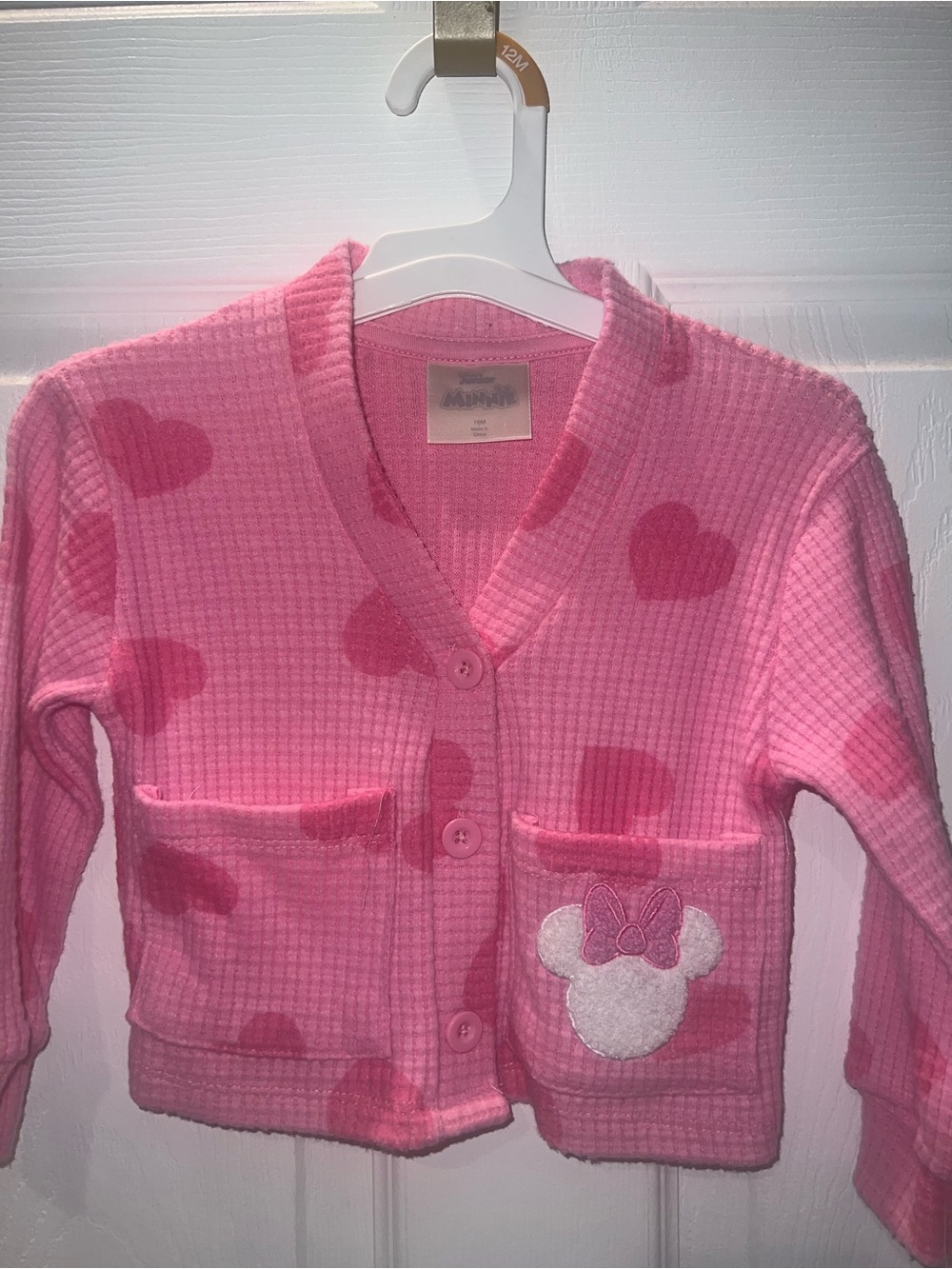 Disney Minnie Pink Waffle-Knit Cardigan 12 months